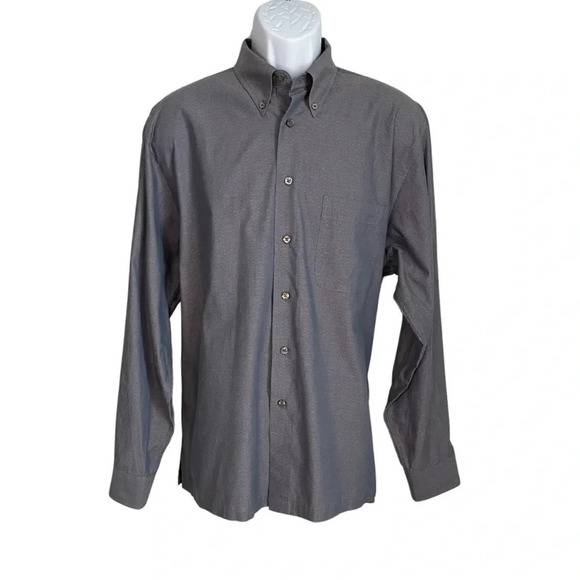 Paul Fredrick Long Sleeve Dress Shirt, Gray Textured, Size Large, 100% Cotton - Picture 6 of 6